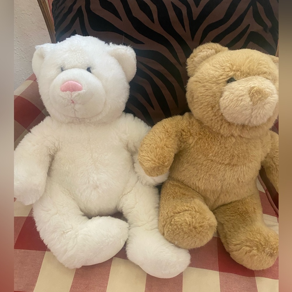 Build A Bear 14" Teddy Bears Bundle of 2- plush stuffedWith Hugs & Good Wishes
